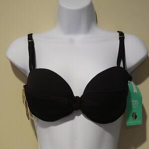 Garotas Bikini Top Womens Medium Black Molded Cups Tie Back